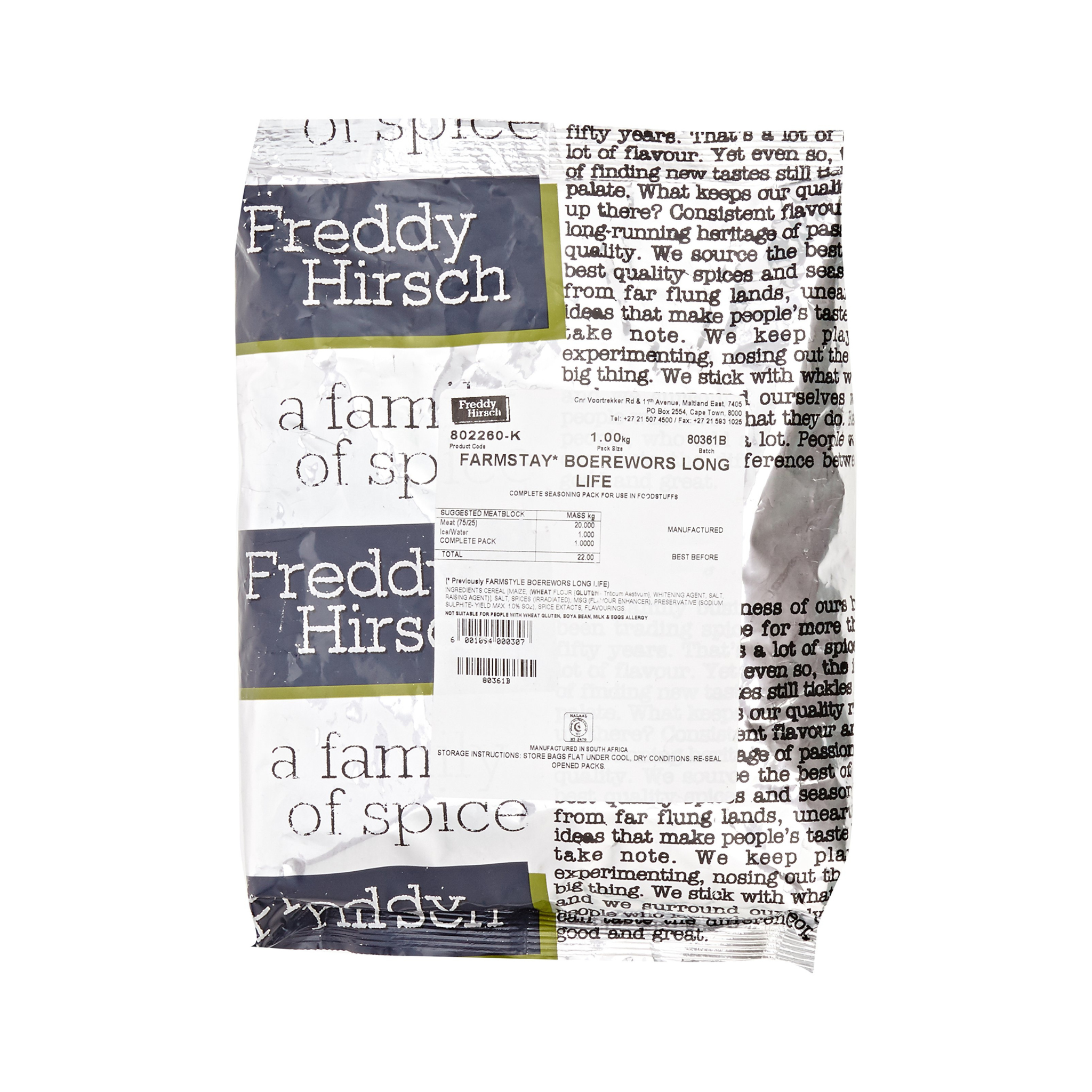 Freddy Hirsch Traditional Boerewors Spice Europe